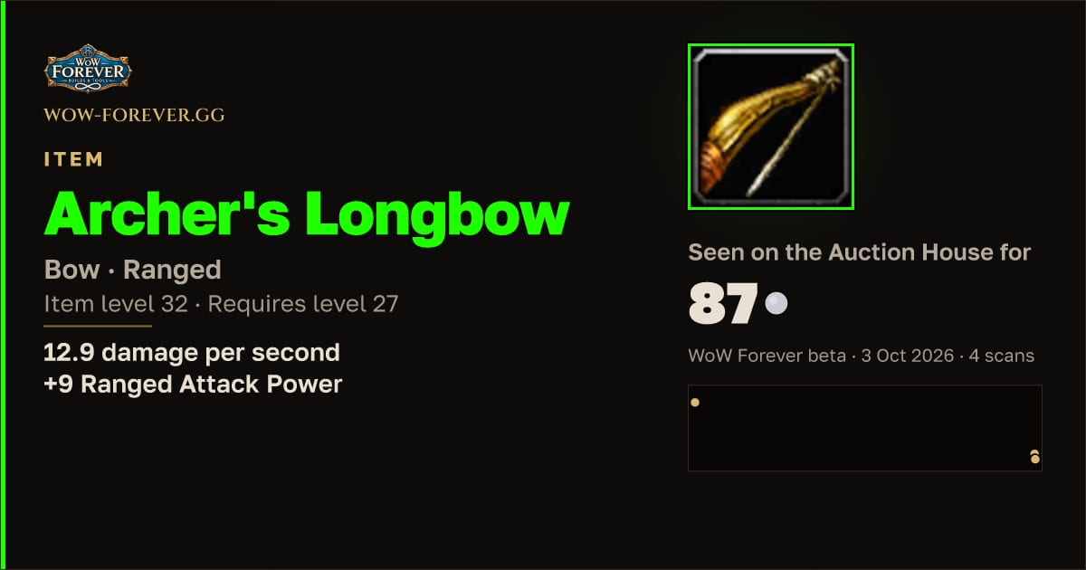 The preview card for Archer's Longbow
