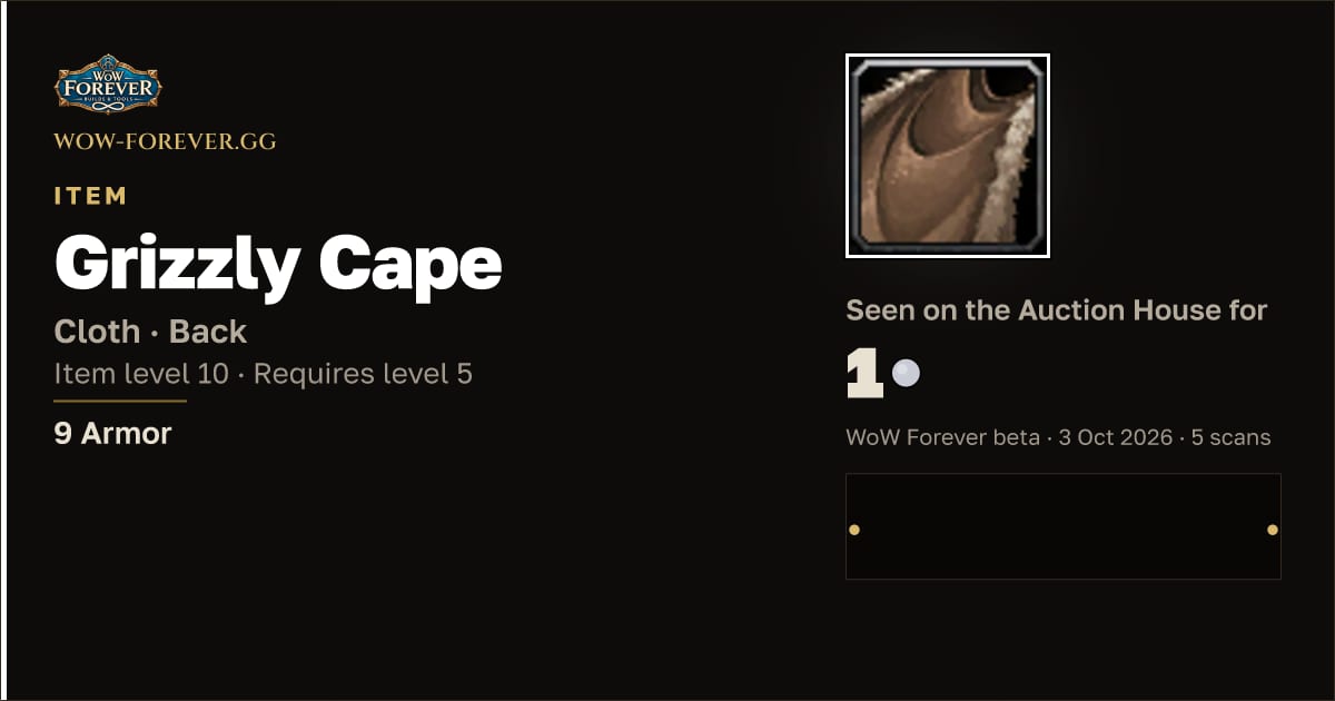 The preview card for Grizzly Cape