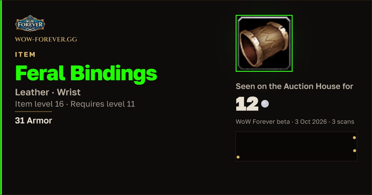 The preview card for Feral Bindings