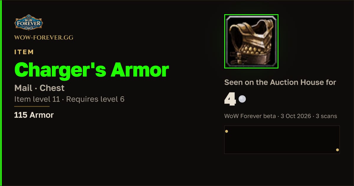 The preview card for Charger's Armor