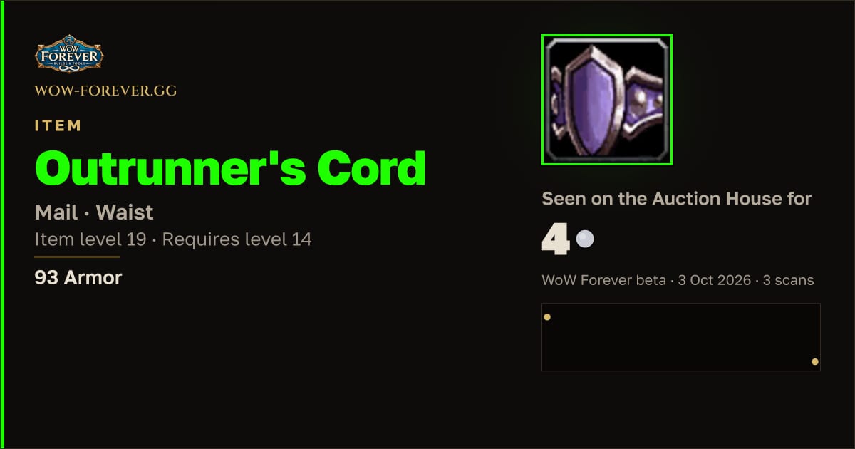 The preview card for Outrunner's Cord