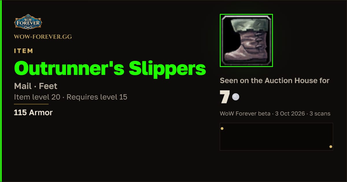 The preview card for Outrunner's Slippers