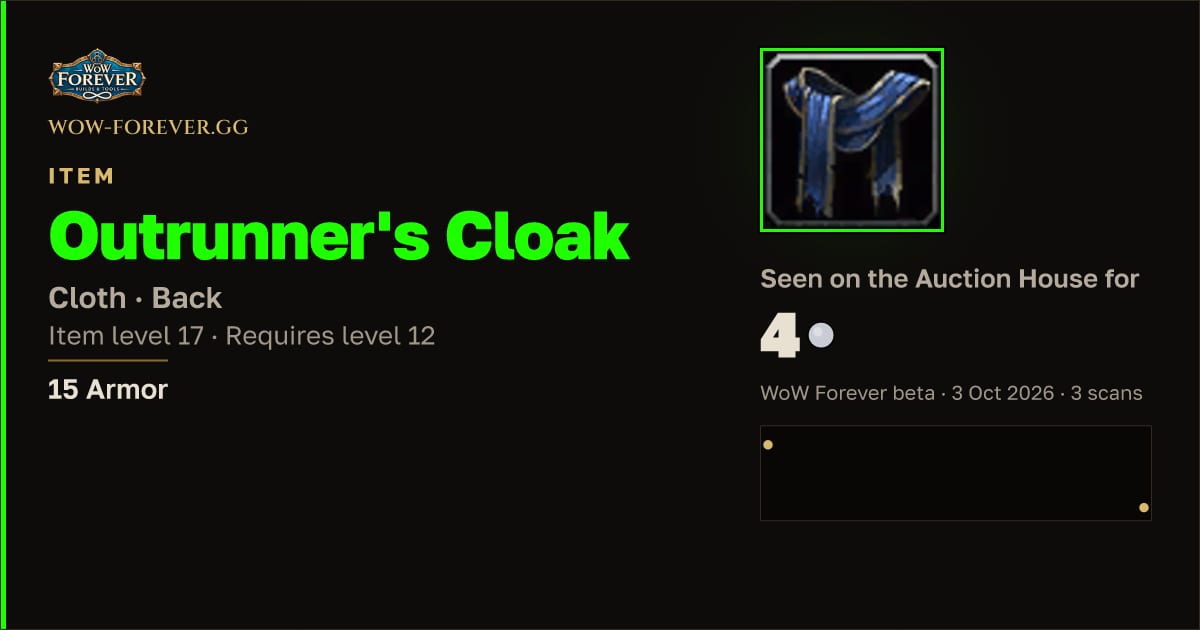 The preview card for Outrunner's Cloak