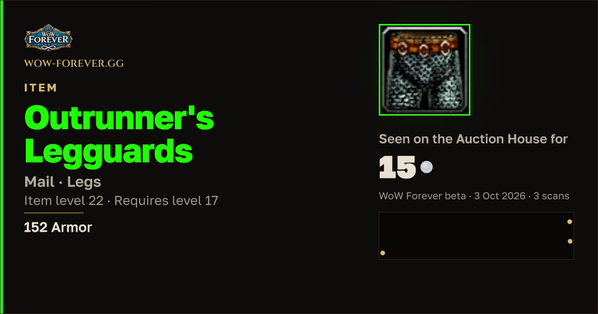 The preview card for Outrunner's Legguards