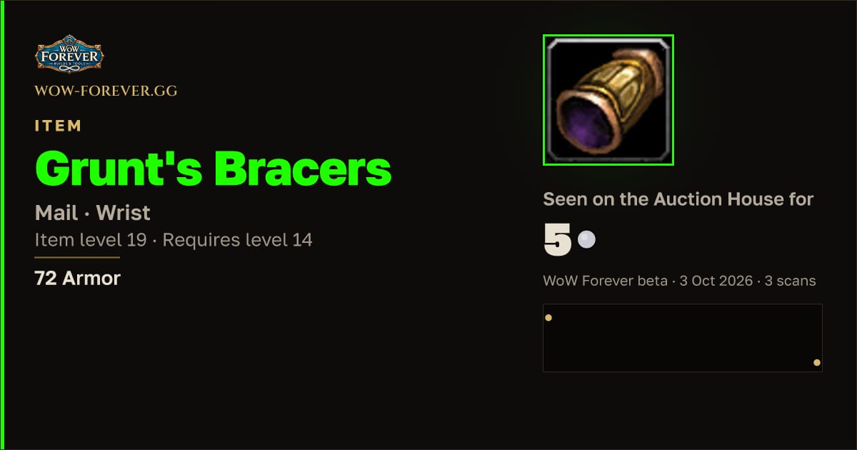 The preview card for Grunt's Bracers