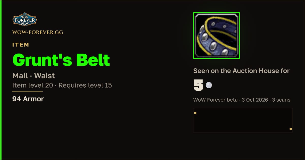 The preview card for Grunt's Belt