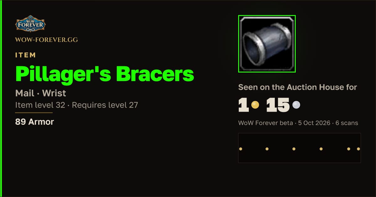 The preview card for Pillager's Bracers