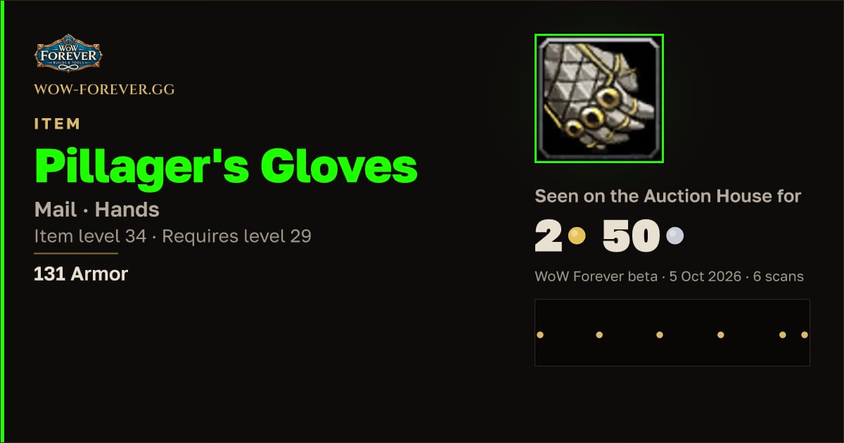 The preview card for Pillager's Gloves