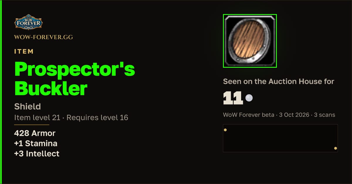 The preview card for Prospector's Buckler