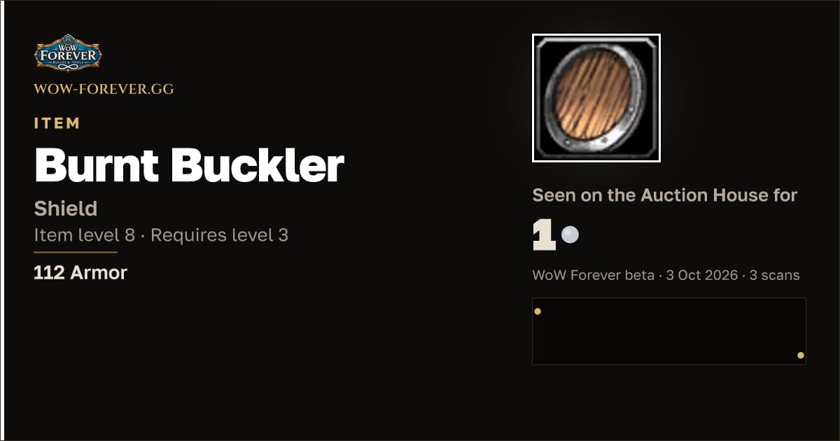 The preview card for Burnt Buckler
