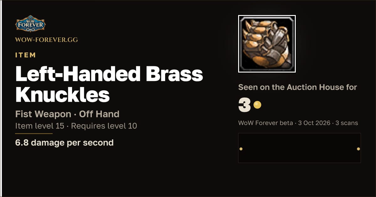 The preview card for Left-Handed Brass Knuckles