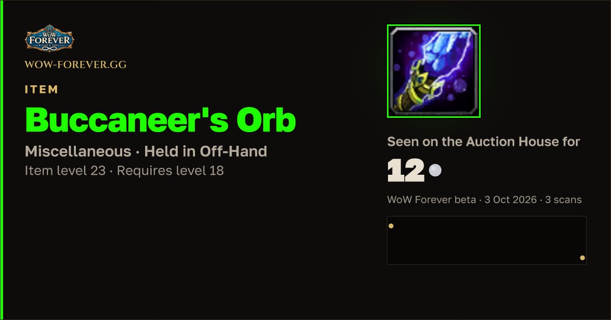 The preview card for Buccaneer's Orb