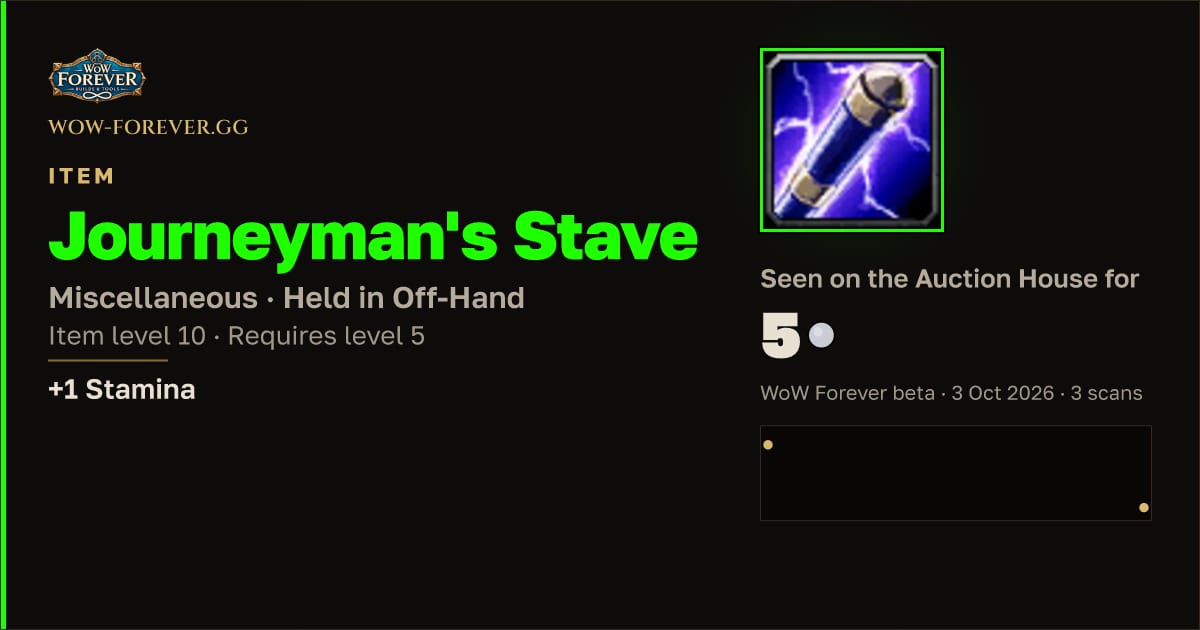 The preview card for Journeyman's Stave