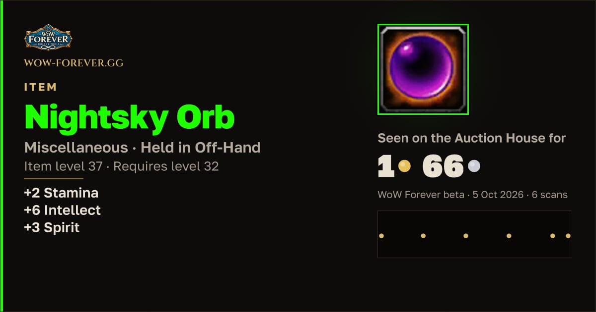 The preview card for Nightsky Orb