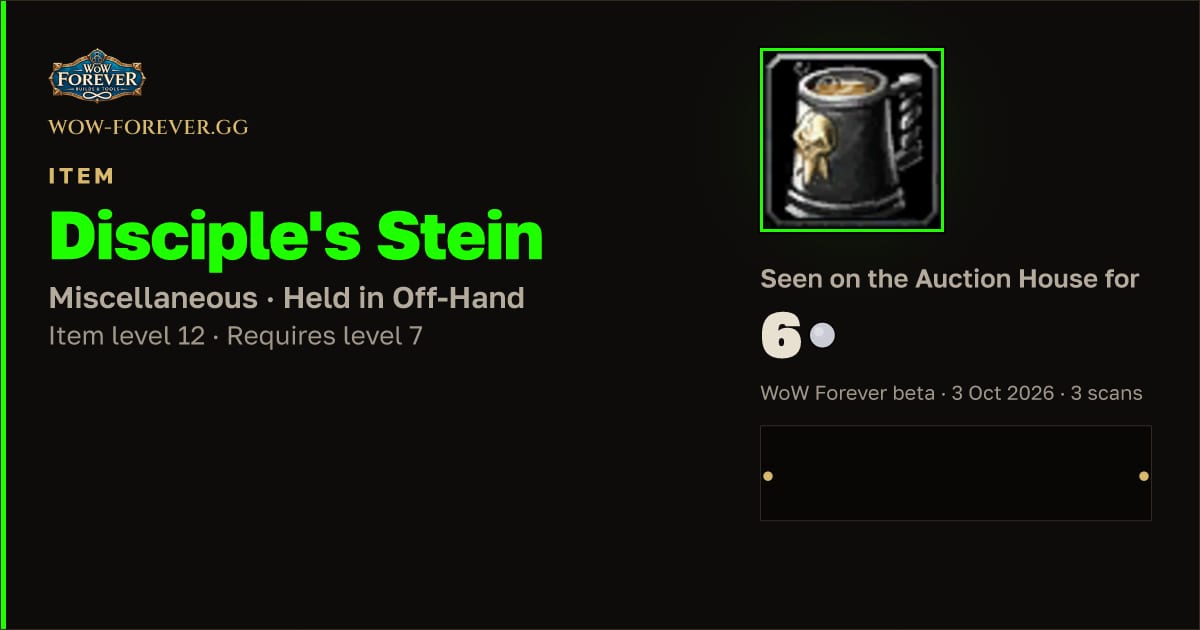 The preview card for Disciple's Stein