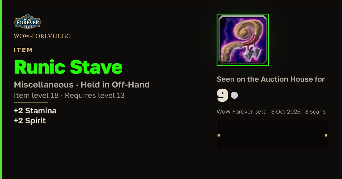 The preview card for Runic Stave