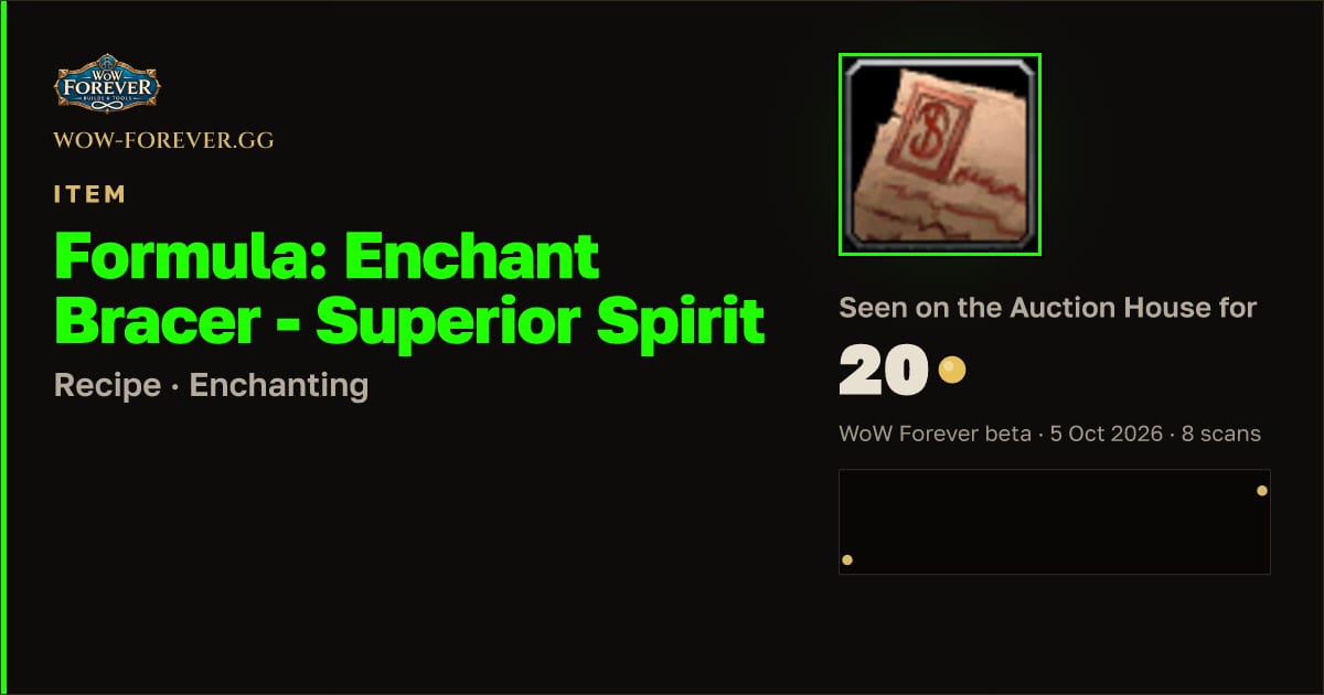 The preview card for Formula: Enchant Bracer - Superior Spirit