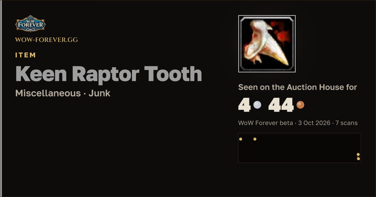 The preview card for Keen Raptor Tooth