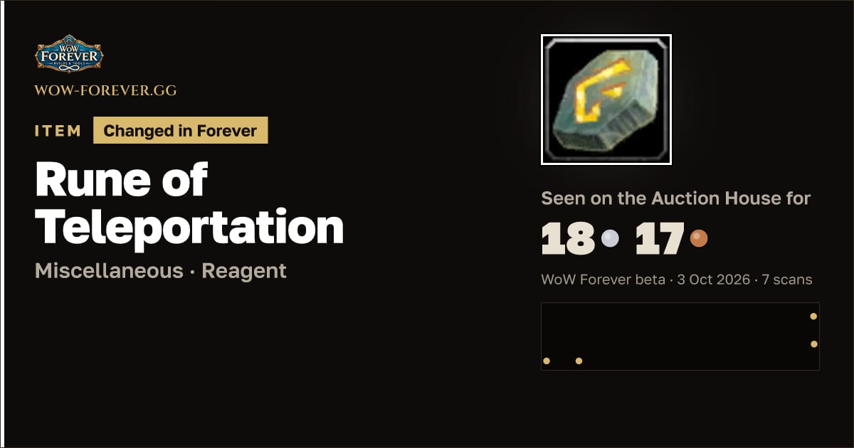The preview card for Rune of Teleportation