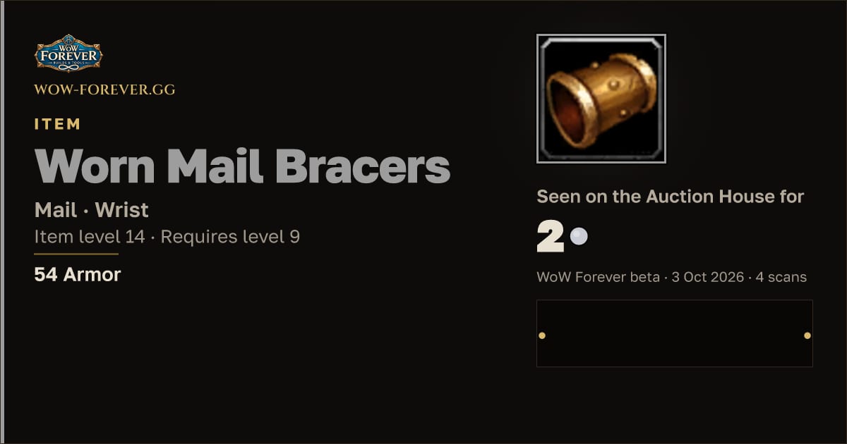 The preview card for Worn Mail Bracers