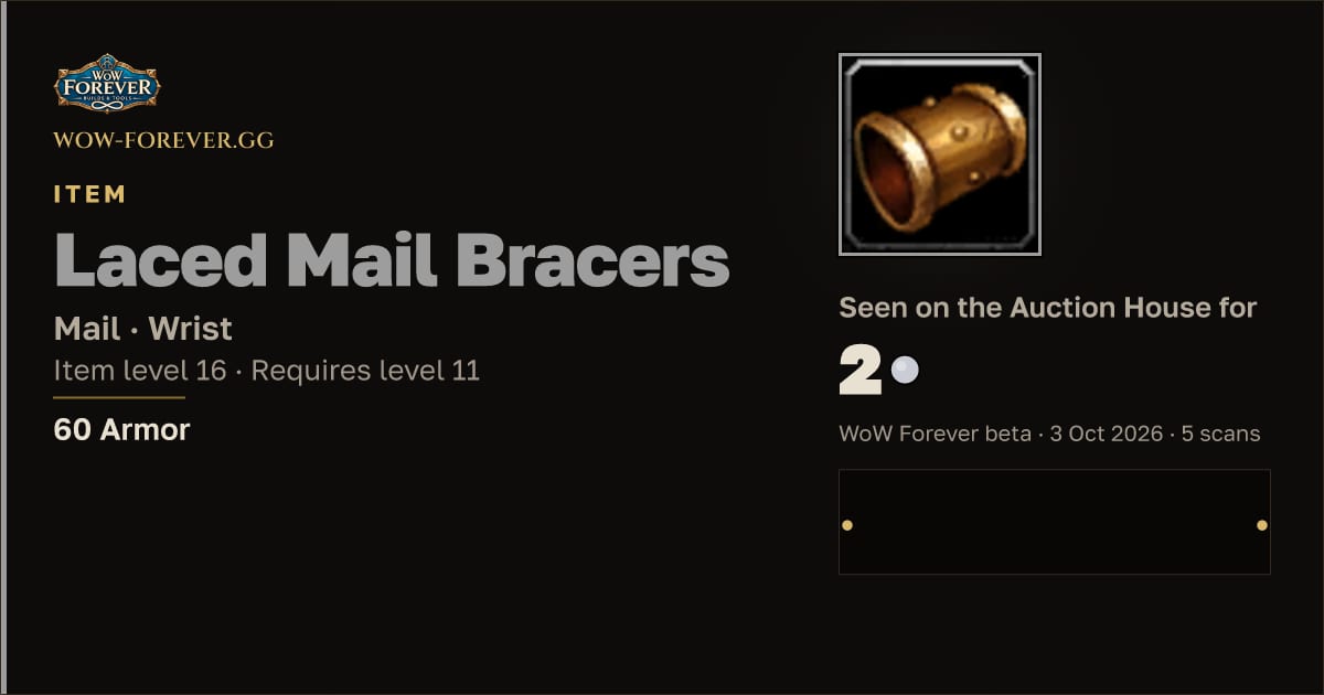 The preview card for Laced Mail Bracers