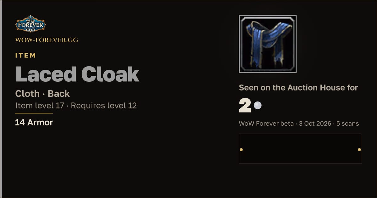 The preview card for Laced Cloak