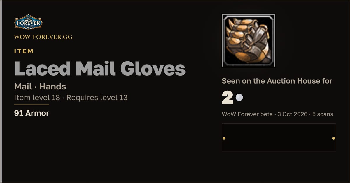 The preview card for Laced Mail Gloves
