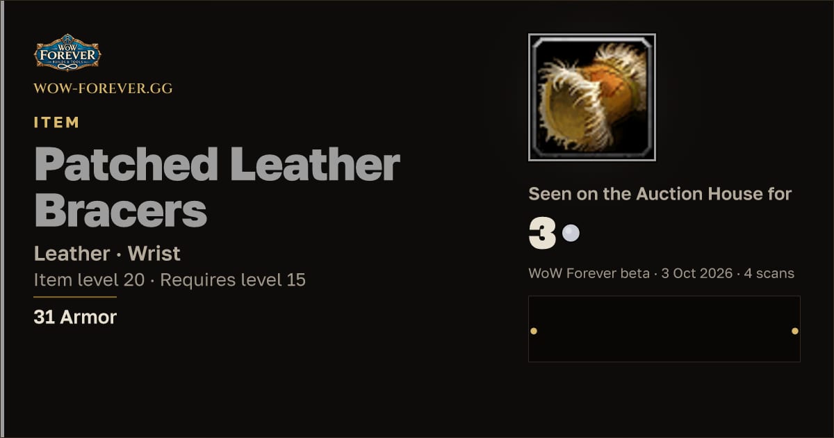 The preview card for Patched Leather Bracers