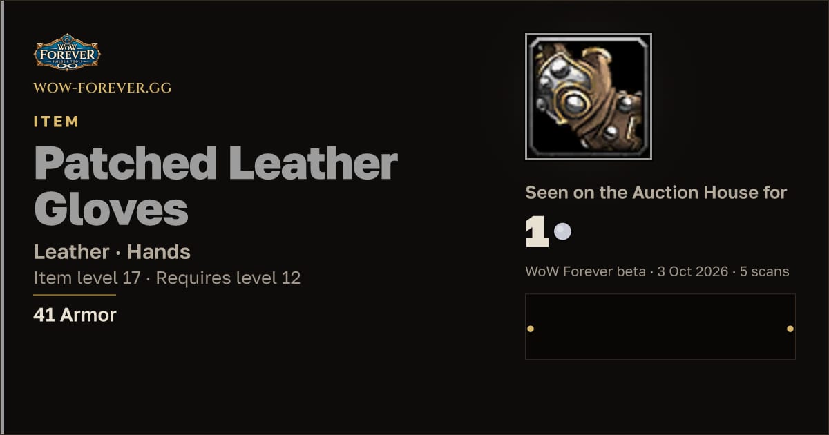 The preview card for Patched Leather Gloves