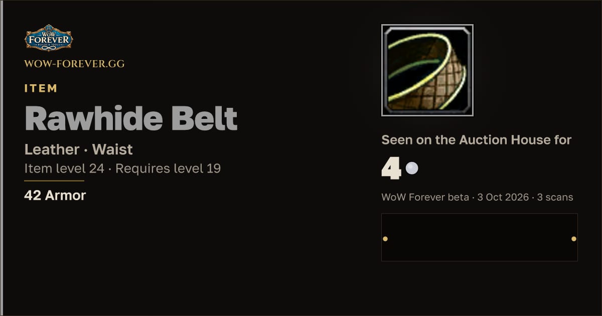 The preview card for Rawhide Belt