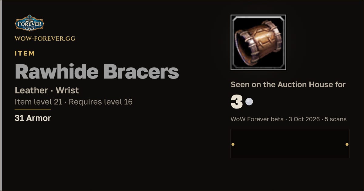 The preview card for Rawhide Bracers