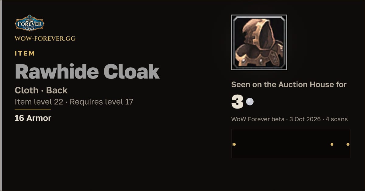 The preview card for Rawhide Cloak