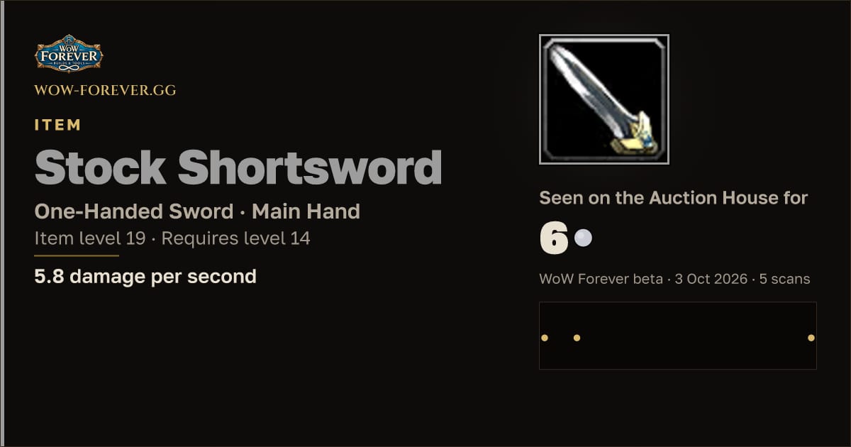 The preview card for Stock Shortsword