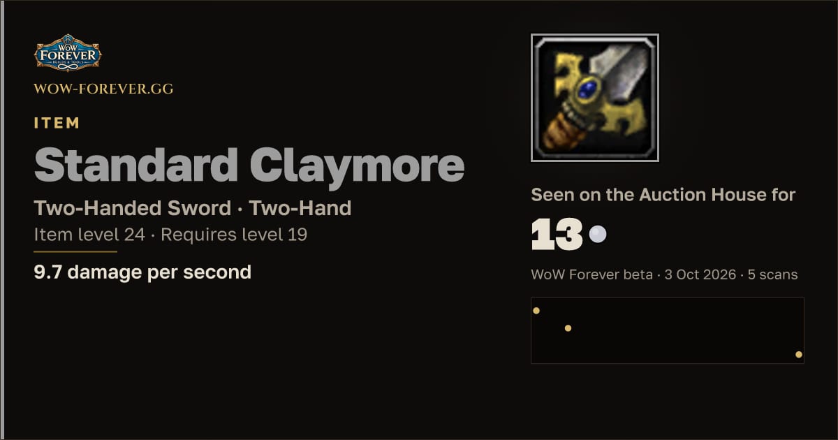 The preview card for Standard Claymore