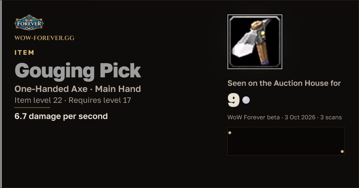 The preview card for Gouging Pick