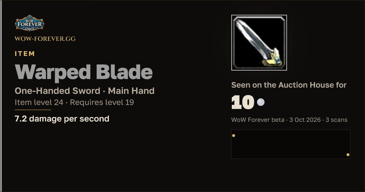 The preview card for Warped Blade