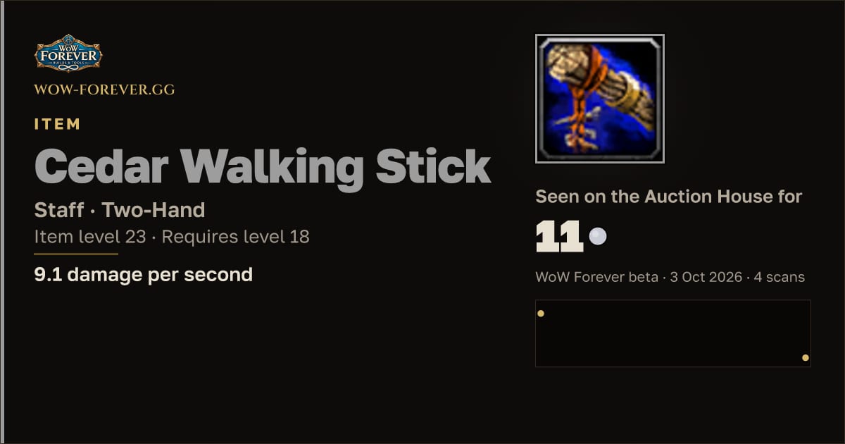 The preview card for Cedar Walking Stick