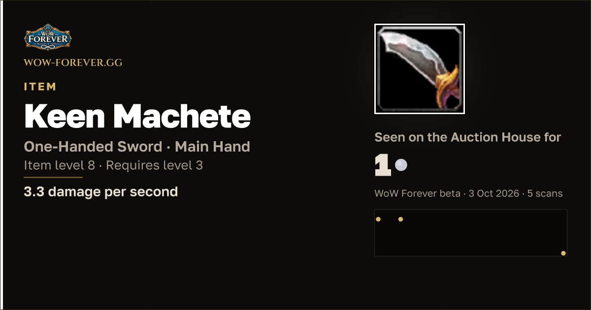 The preview card for Keen Machete