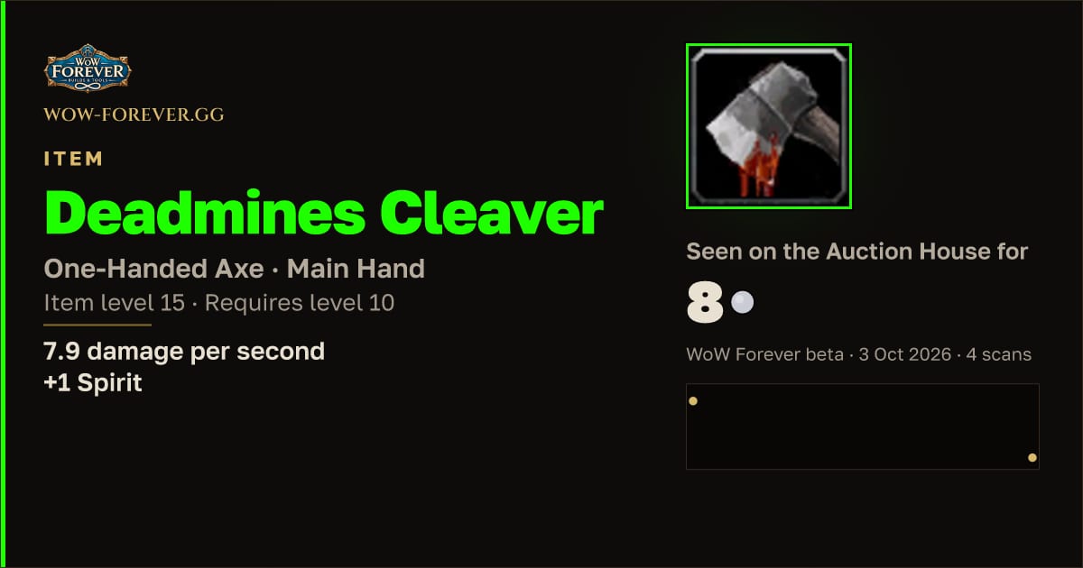 The preview card for Deadmines Cleaver