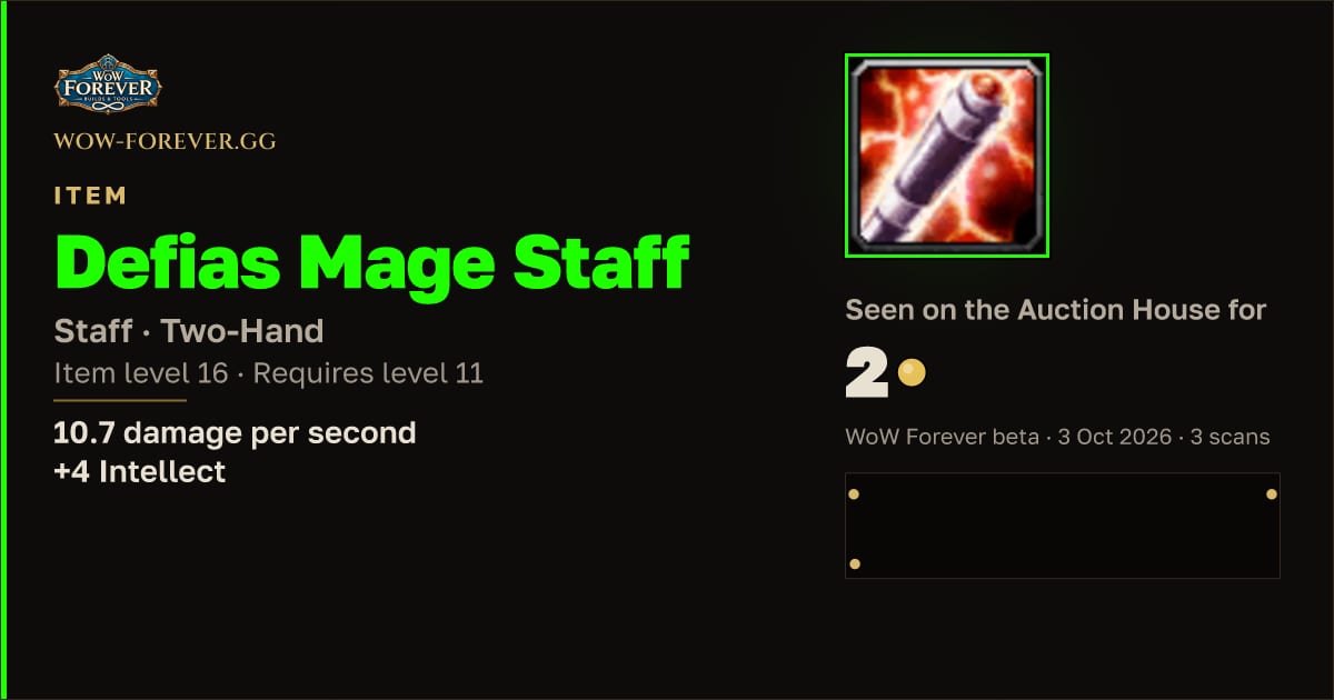 The preview card for Defias Mage Staff