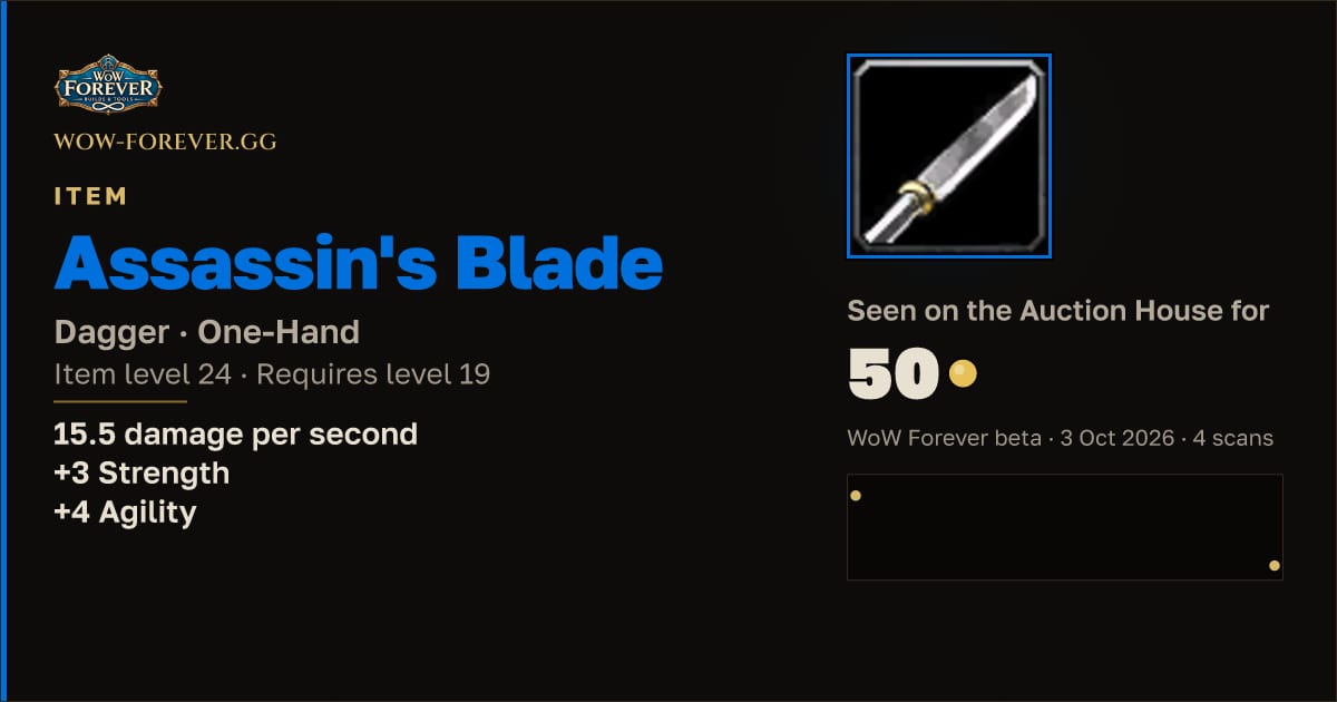 The preview card for Assassin's Blade