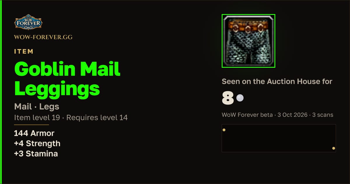 The preview card for Goblin Mail Leggings