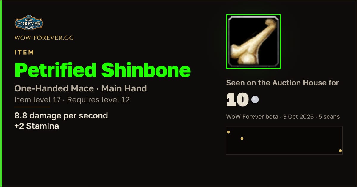 The preview card for Petrified Shinbone