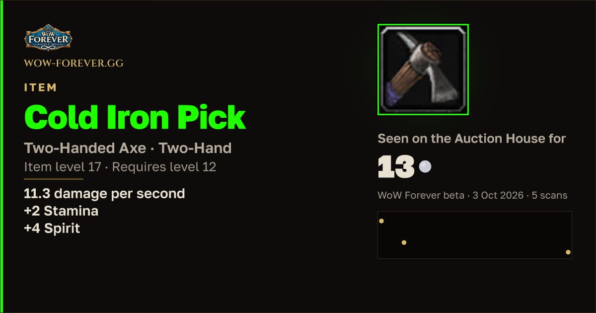 The preview card for Cold Iron Pick