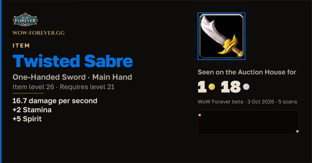 The preview card for Twisted Sabre