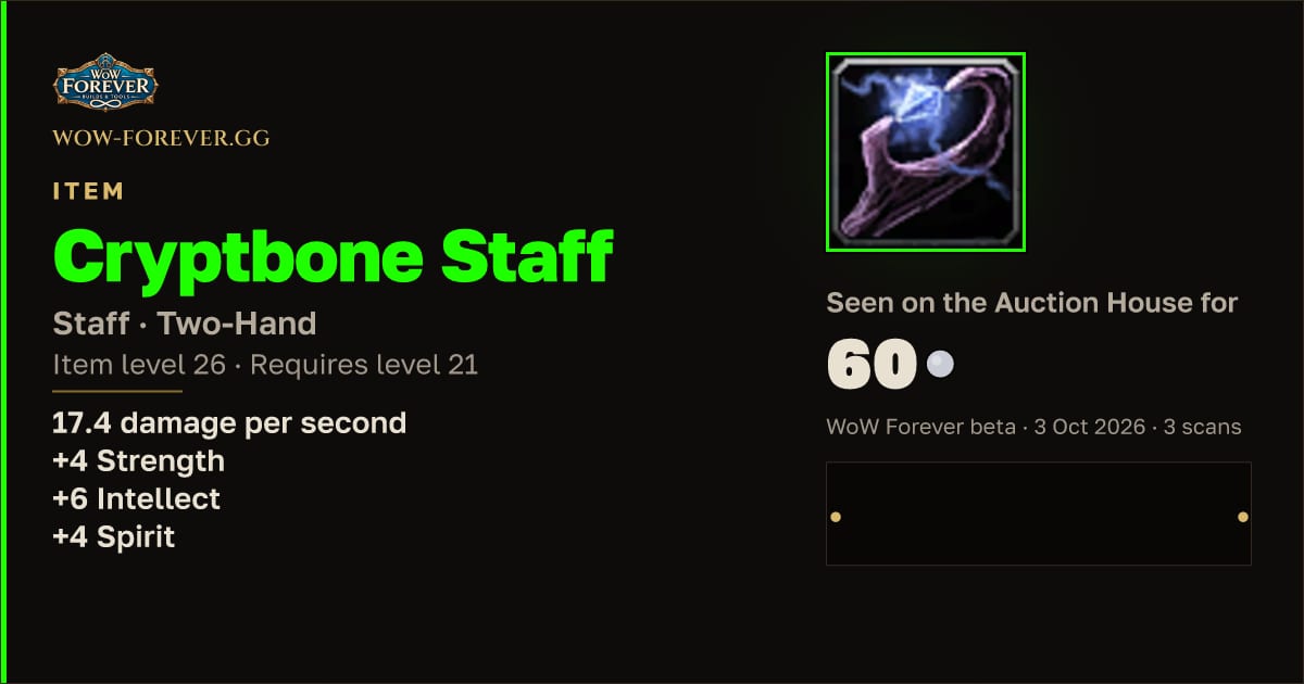 The preview card for Cryptbone Staff