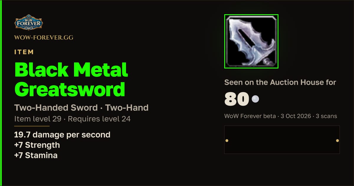 The preview card for Black Metal Greatsword