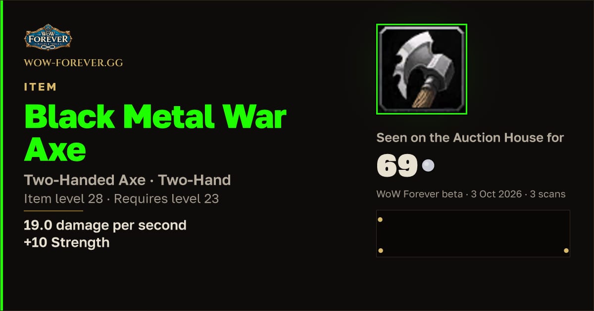 The preview card for Black Metal War Axe