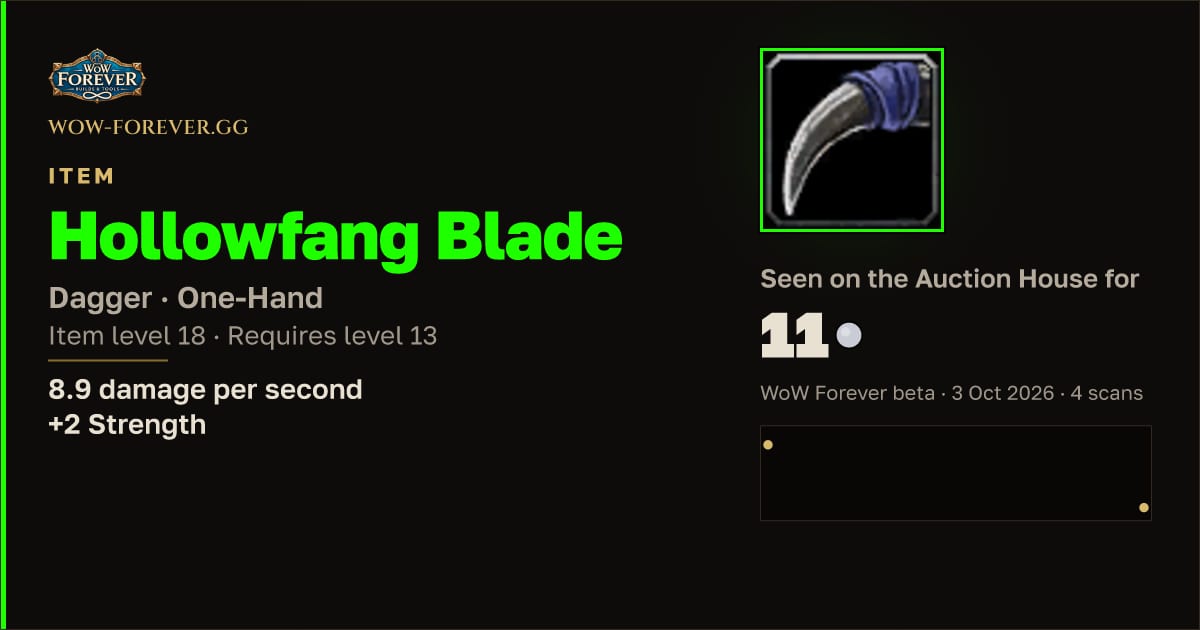 The preview card for Hollowfang Blade