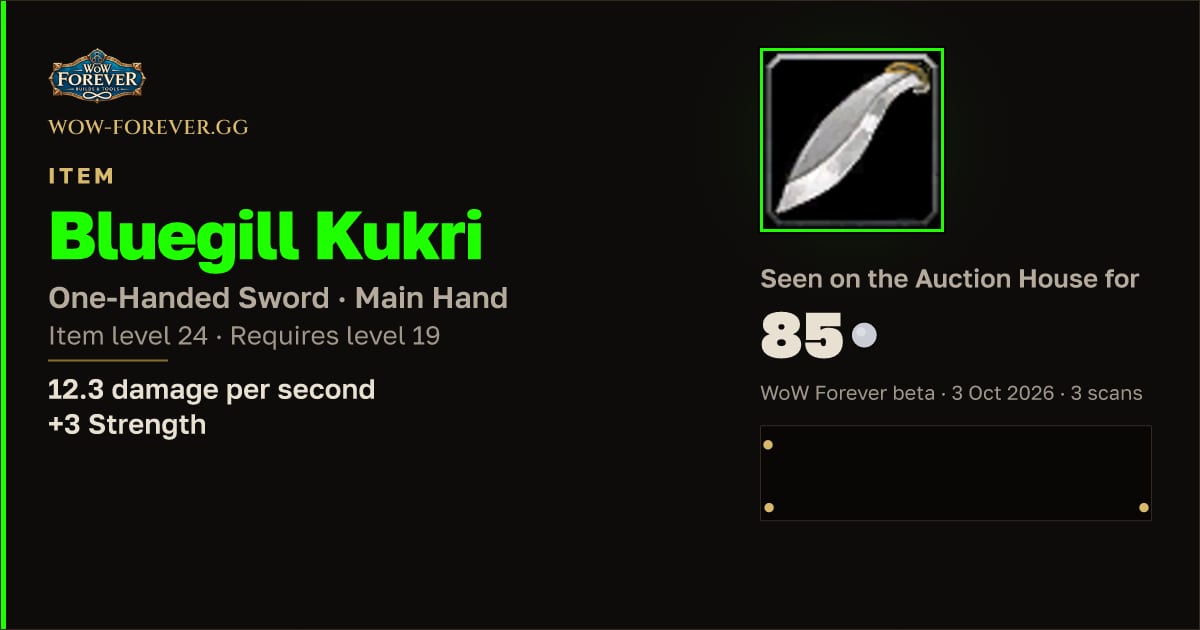 The preview card for Bluegill Kukri